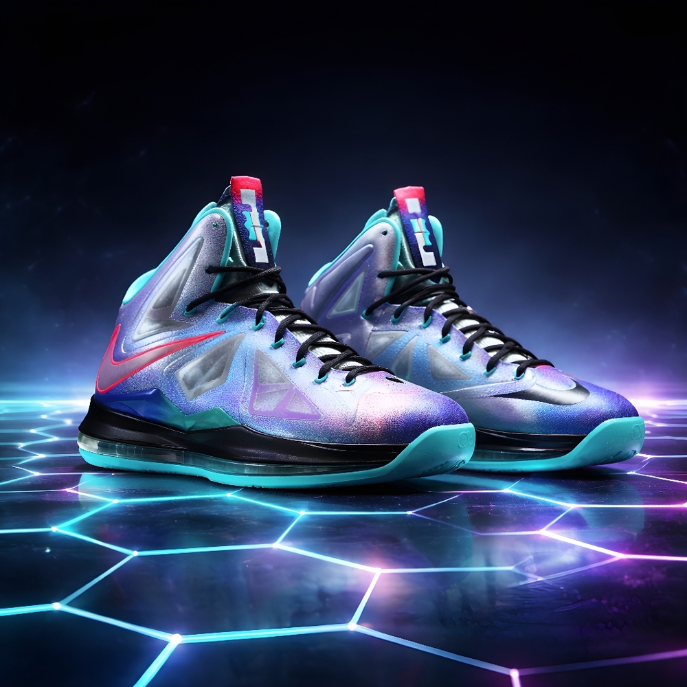 Nike LeBron 10 Pure Platinum Sz 9.5 Fingerprint Hyperfuse Multi Color 541100008